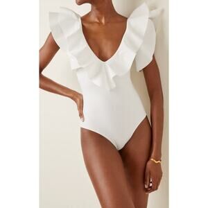 Maygel Coronel Santa Ruffled One-Piece Swimsuit White - One Size
